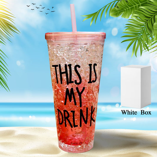 Plastic Creative Cold Drink Cup, Double Wall Plastic Drinking Sport Bottle