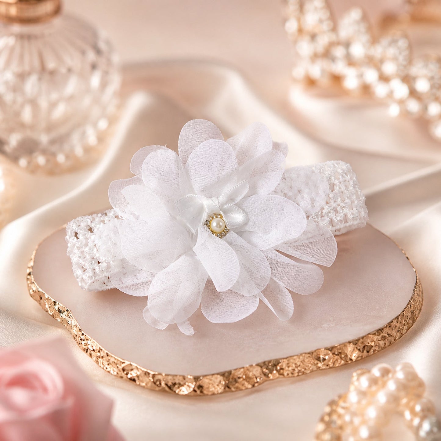 Cute Soft Elastic Floral Baby Headband Stylish Stretchable Hair Band (1 Pc)