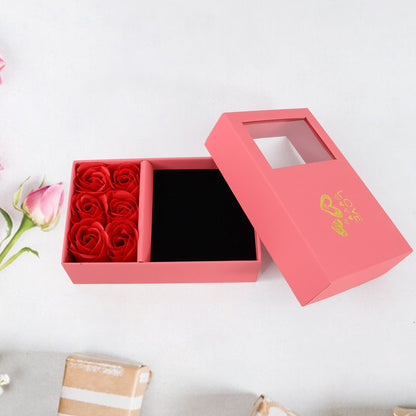 Romantic rose jewellery packaging box with lid top view India