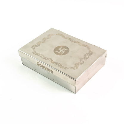 Stainless steel jewellery storage box 6 compartments detail India