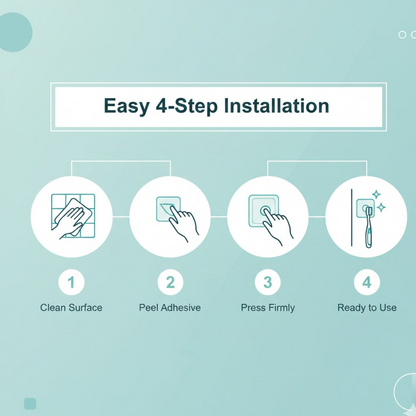 Self-Adhesive Wall Hook – Drill-Free, Waterproof & Oil-Proof Toothbrush, (1 Pc)