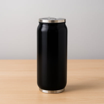 Stainless Steel Can-Shaped Vacuum Flask Built-In Straw 500ml Approx, Tumbler (1 Pc)