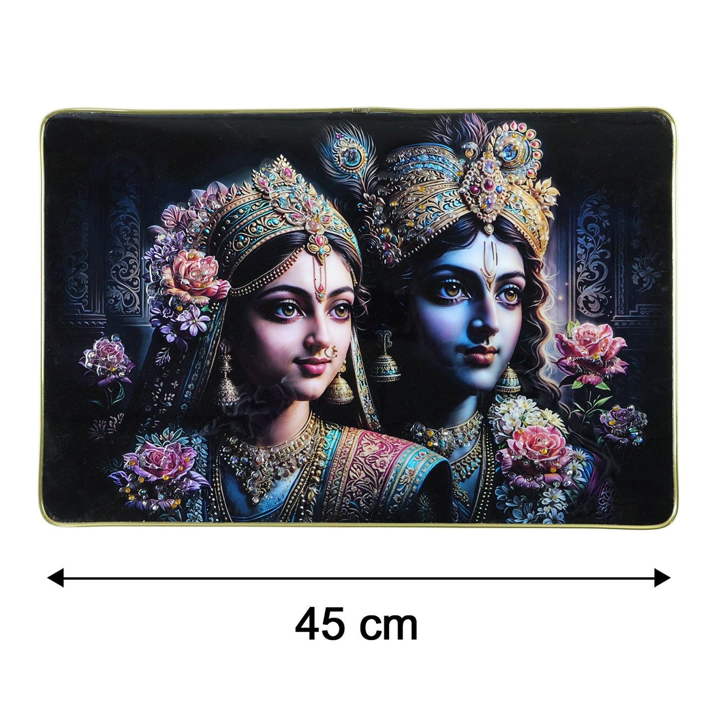 Premium Decorative Radha Krishna Wall Painting Frame 45x30 Cm (1 Pc)