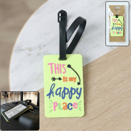 happy place luggage tag