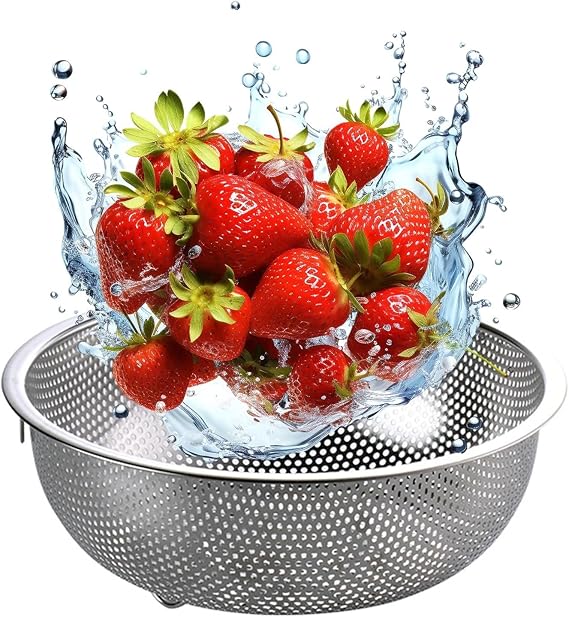 Stainless steel kitchen colander strainer