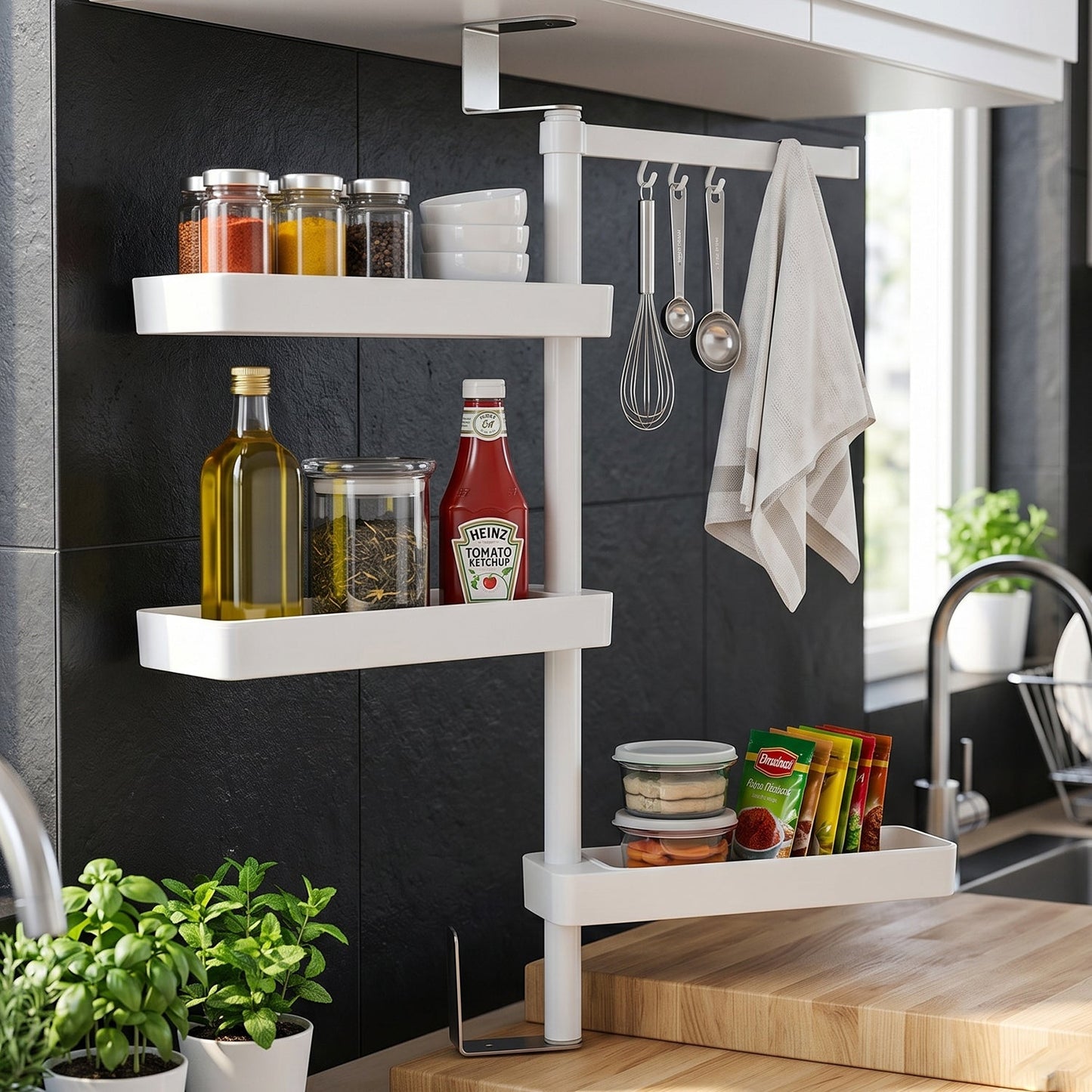 Multipurpose Rotating Shelf Storage Rack 4 Tier (1 Set)