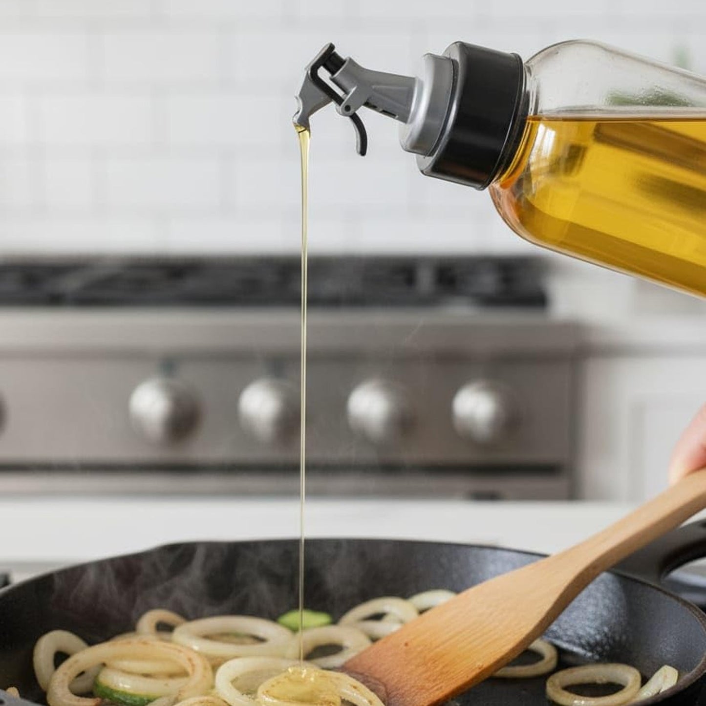 transparent oil dispenser with lid
