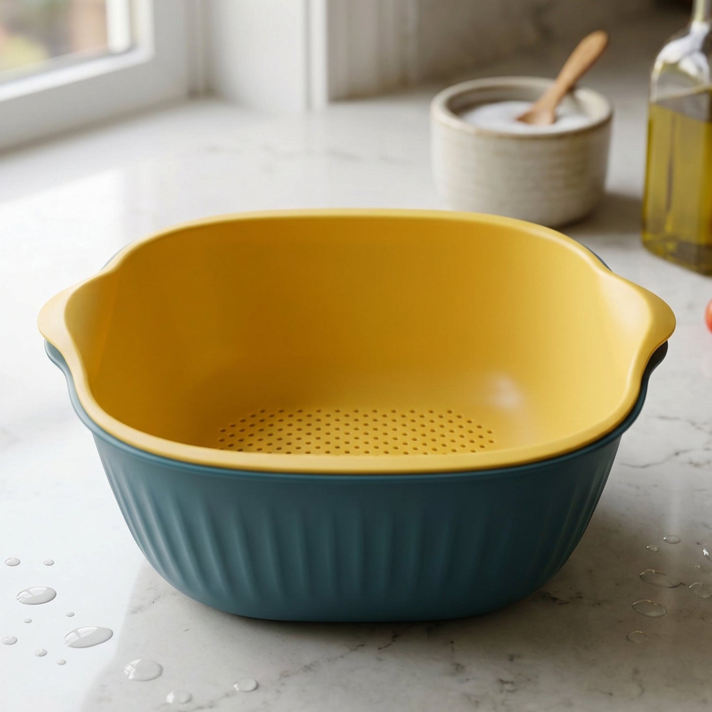 2 in 1 Multipurpose Plastic Washing Bowl with Drain Basket (1 Pc)