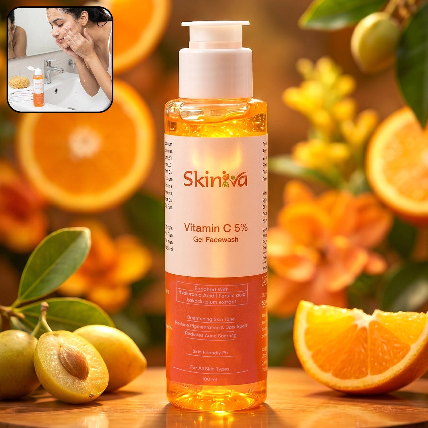 vitamin C gel face wash brightening skin cleanser 100ml