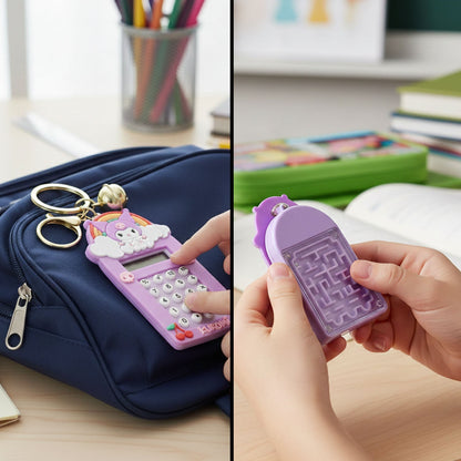 Cute Cartoon Kuromi Calculator Keychain with Mini Digital Display (1 Pc)